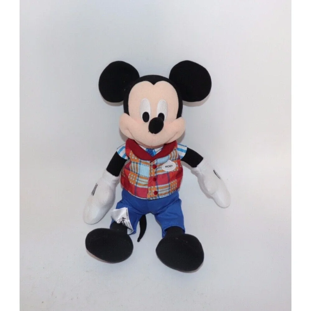 Mickey Mouse Plush Disney Parks Cast Member Plaid Vest Striped Shirt 15